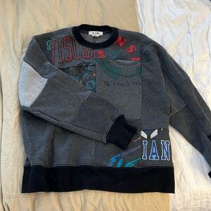 Re/Done patchwork crew neck sweatshirt